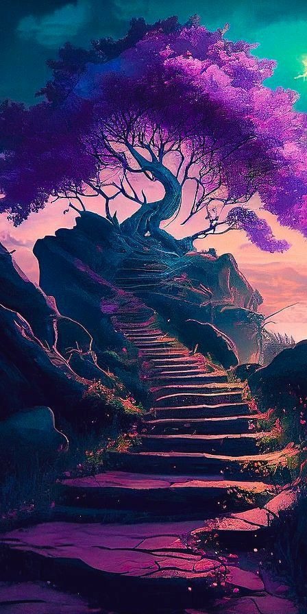 Purple Tree Mobile Phone Wallpaper Image 1