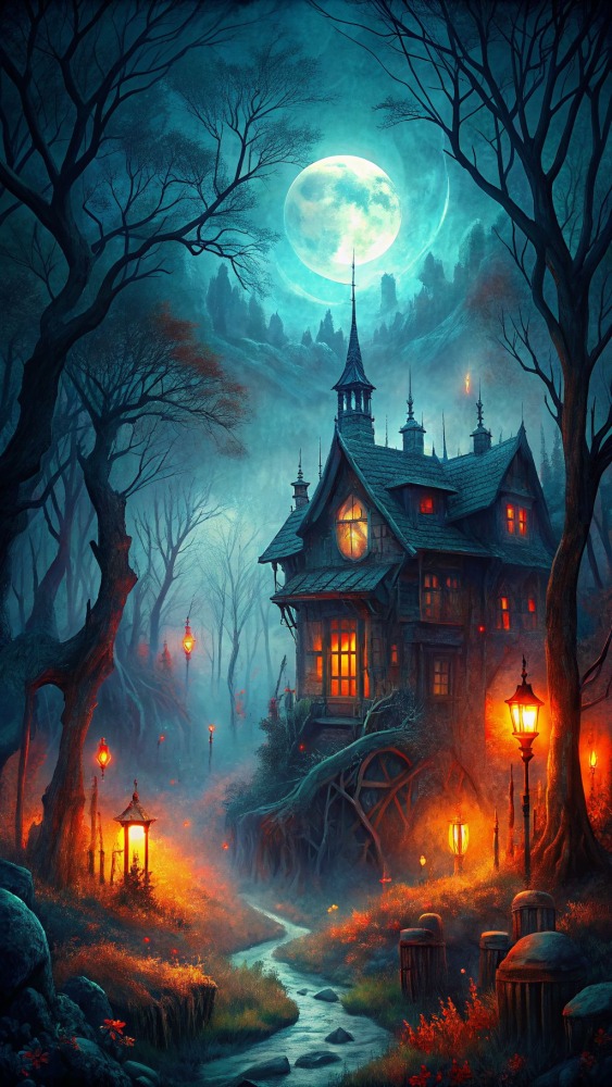 Haunted House Mobile Phone Wallpaper Image 1