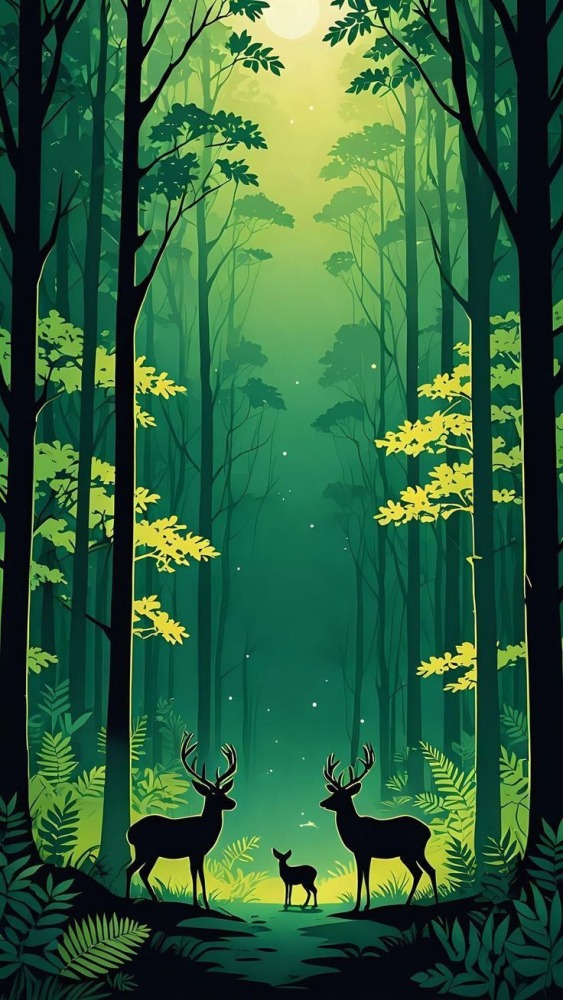 Forest Painting Mobile Phone Wallpaper Image 1