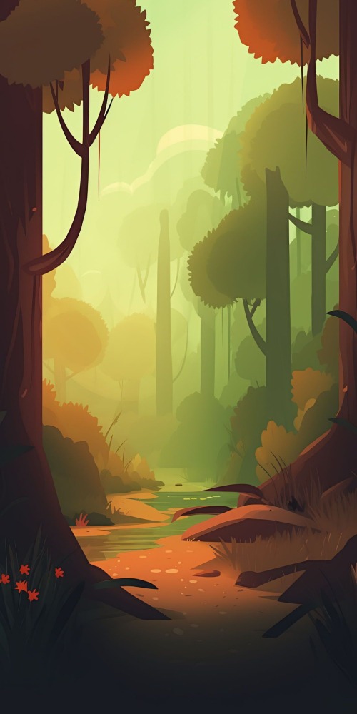 Rain Forest Painting Mobile Phone Wallpaper Image 1