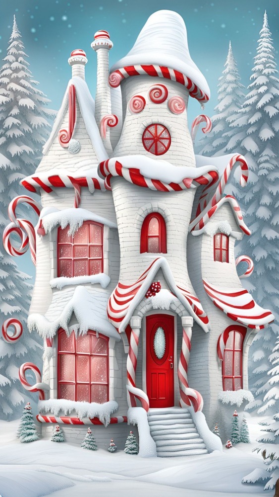 White Candy House Mobile Phone Wallpaper Image 1