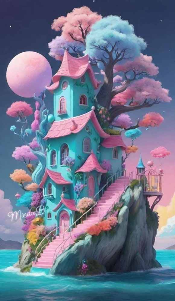 Fairy House On Island Mobile Phone Wallpaper Image 1