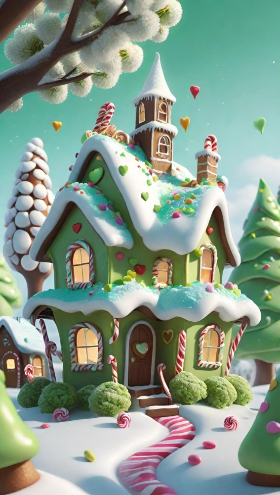 Fairy Snow House Mobile Phone Wallpaper Image 1