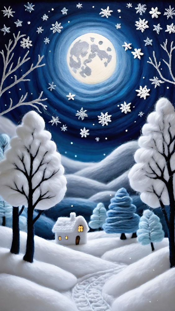 Snow Town Painting Mobile Phone Wallpaper Image 1