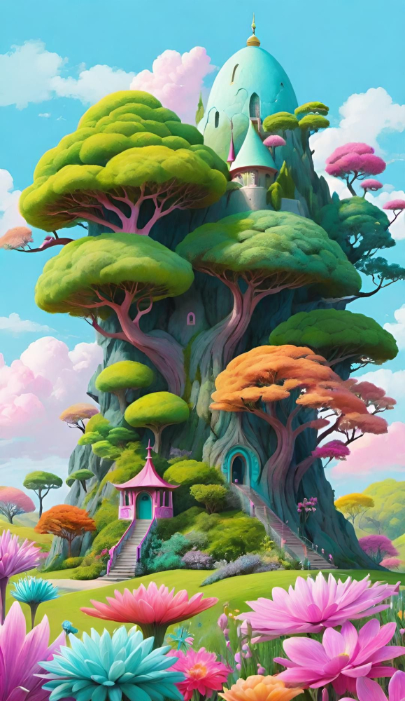 Tree House Painting Mobile Phone Wallpaper Image 1