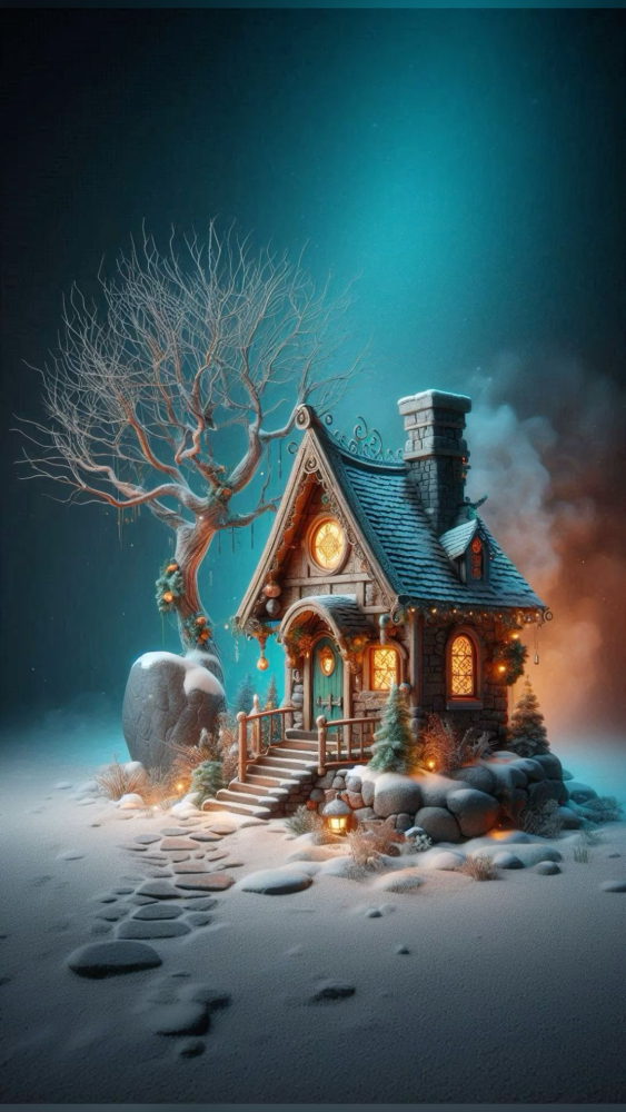 Peaceful Fantasy House Mobile Phone Wallpaper Image 1