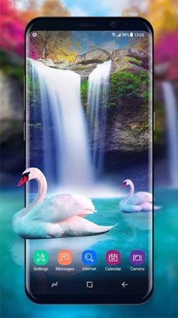 Waterfall And Swan