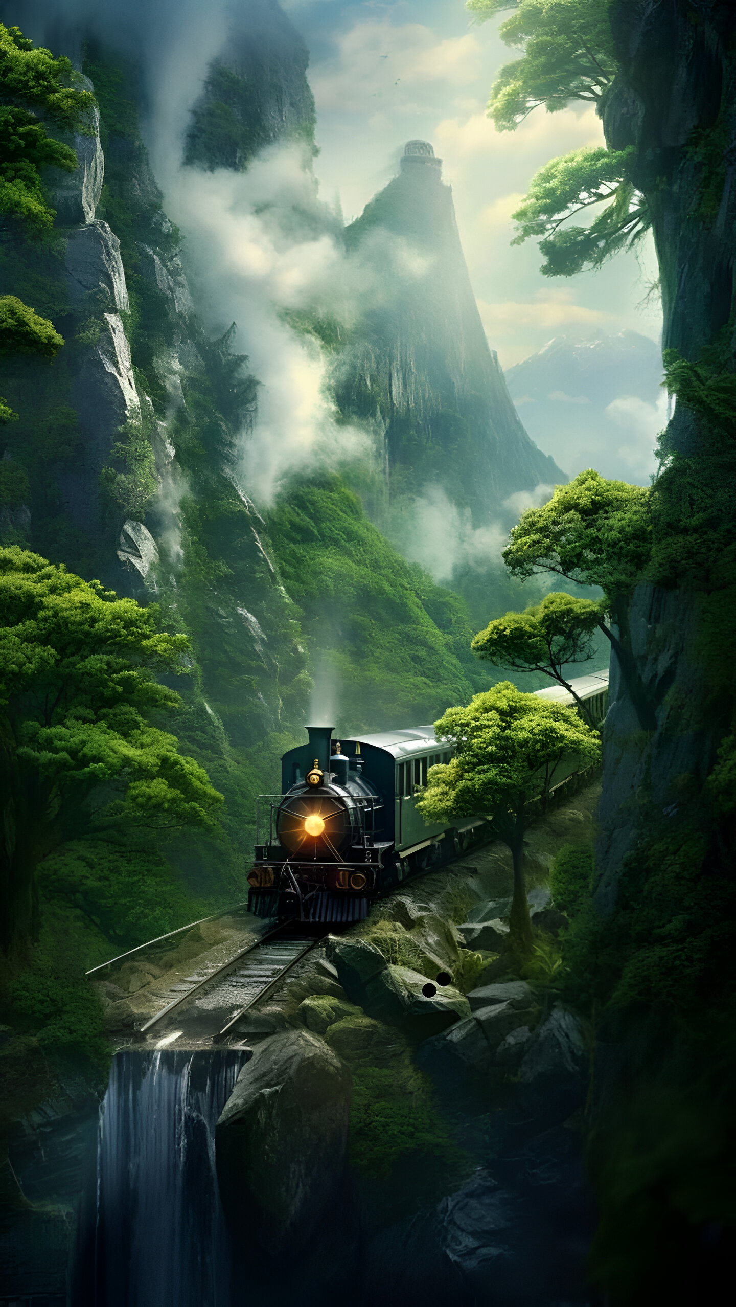 Train Passing Through Nature