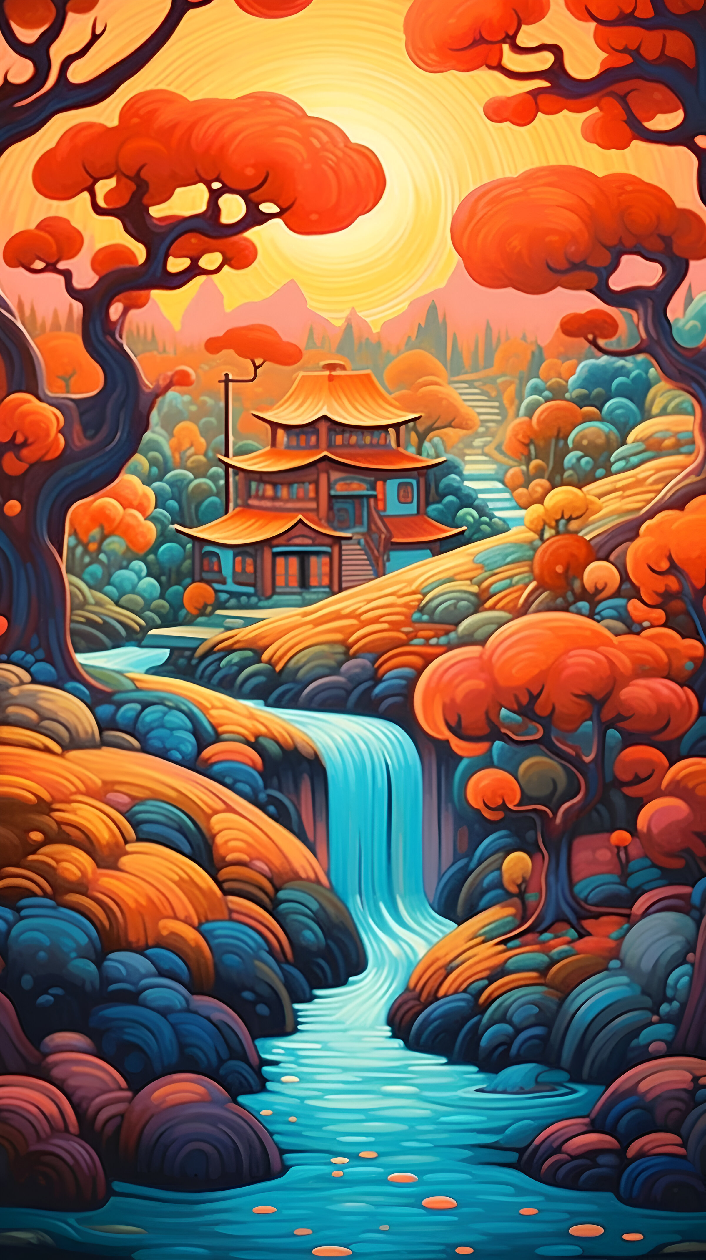 Water Paint Old Temple