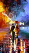 Couple In Rain Art Sony Ericsson Vivaz Wallpaper