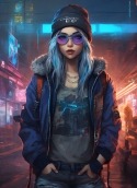 Cute Female Cyberpunk Hacker  Mobile Phone Wallpaper