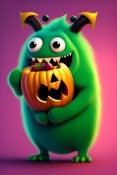Green Halloween Monster  Mobile Phone Wallpaper