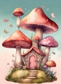 Mushroom House Samsung Galaxy A55 Wallpaper