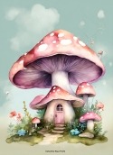 Mushroom House Plum Z708 Wallpaper