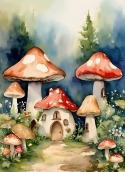 Mushroom Houses QMobile Noir A55 Wallpaper