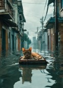 Cat Floats on a Raft ZTE Blade V7 Max Wallpaper